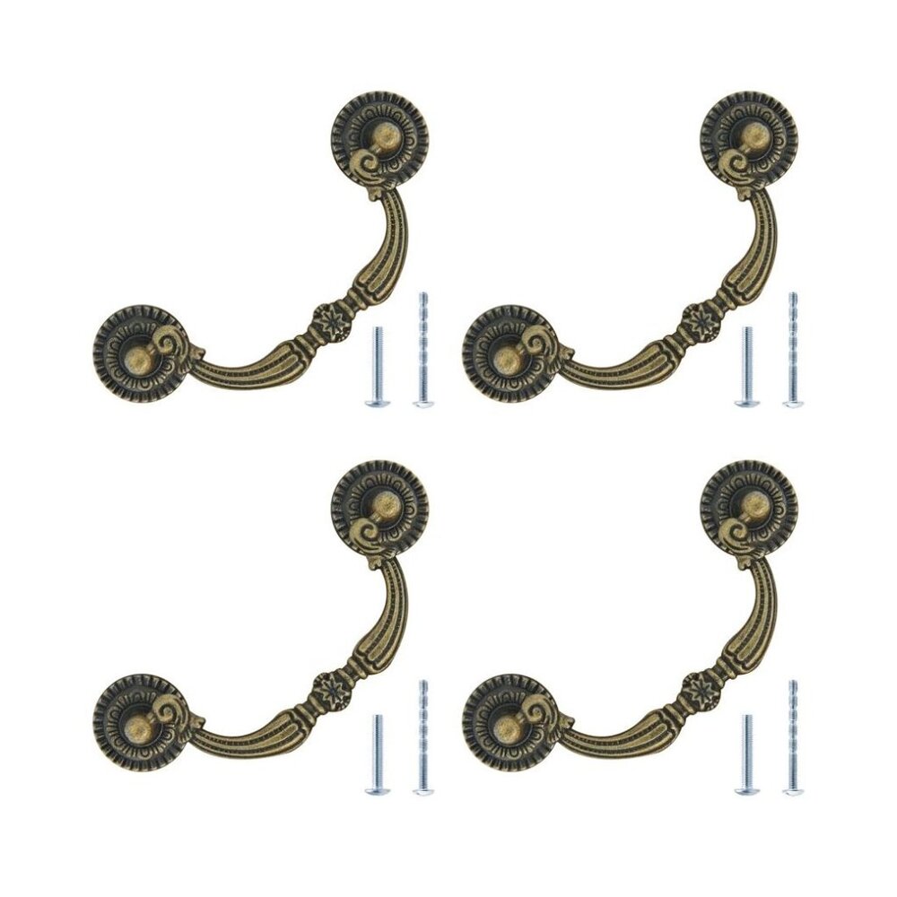 Set Of 4 Antique Bronze Cabinet Drawer Pull Handles Zinc Alloy Retro Design